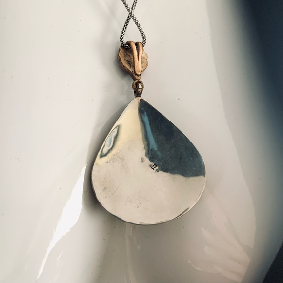 Stunning silver pendant fuchia & green semi-precious stones & shiny rhinestones - Picture 13 of 15